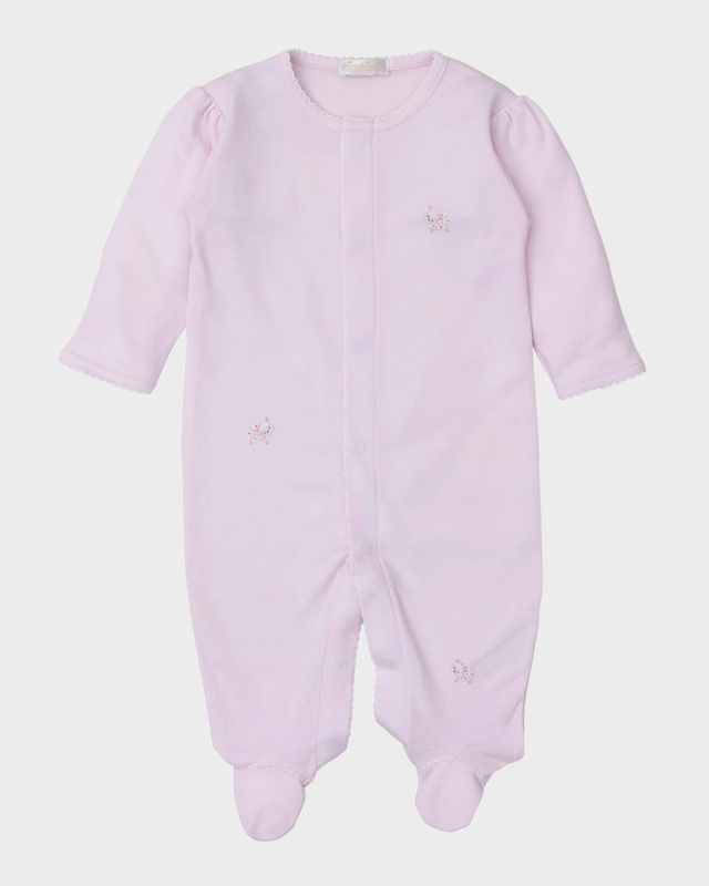Girl's Fleecy Sheep Embroidered Footie, Size Newborn-6